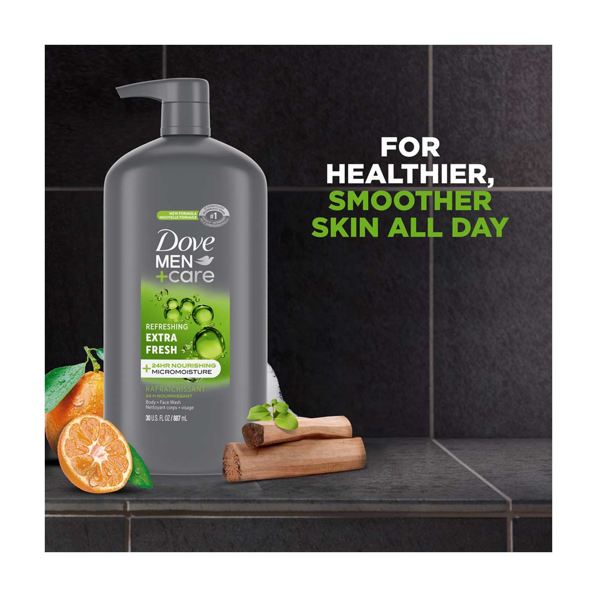 Dove Men+Care Extra Fresh Body and Face Wash, 30 oz, 1 ct