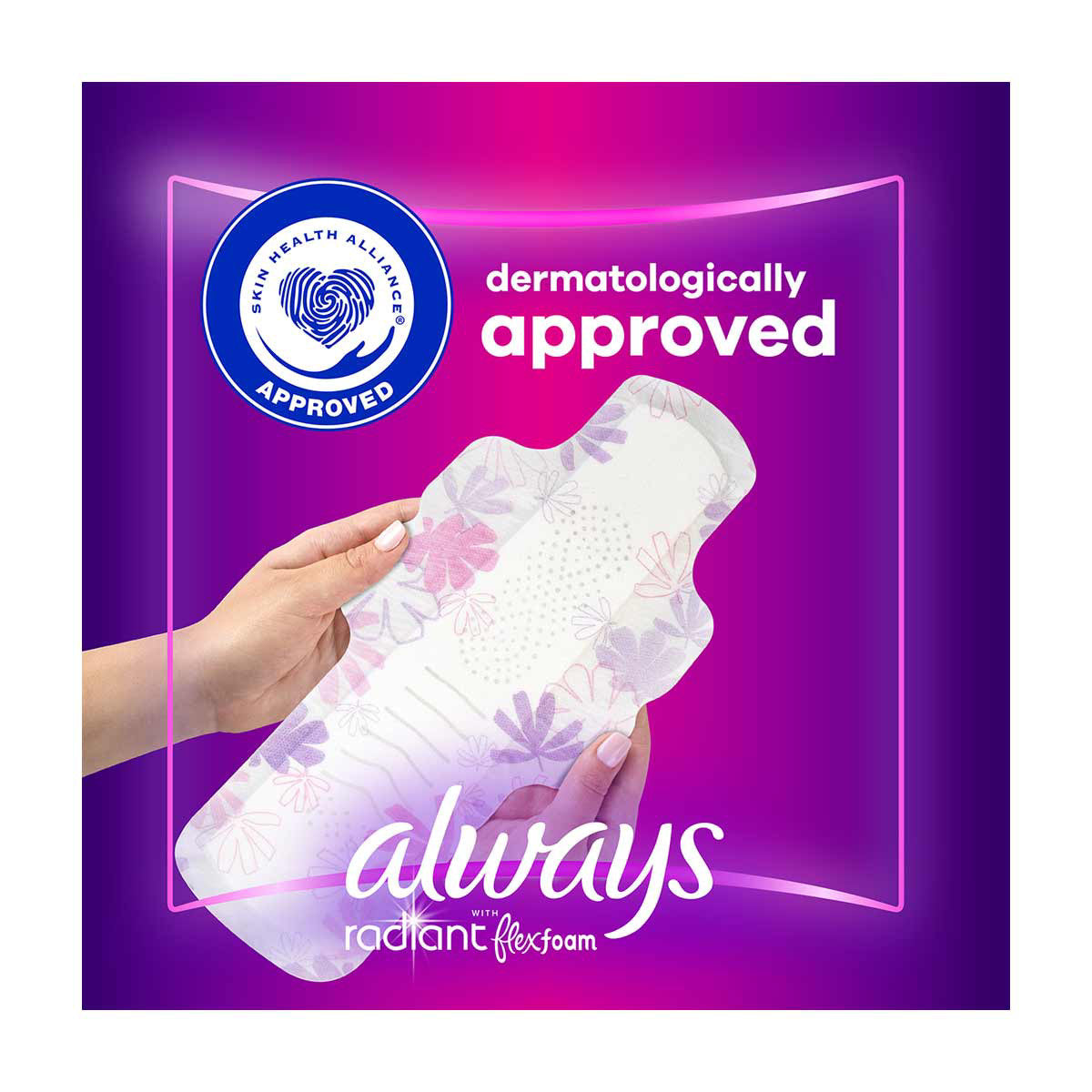 Always Radiant with Flexfoam Pads, Overnight, 20 ct