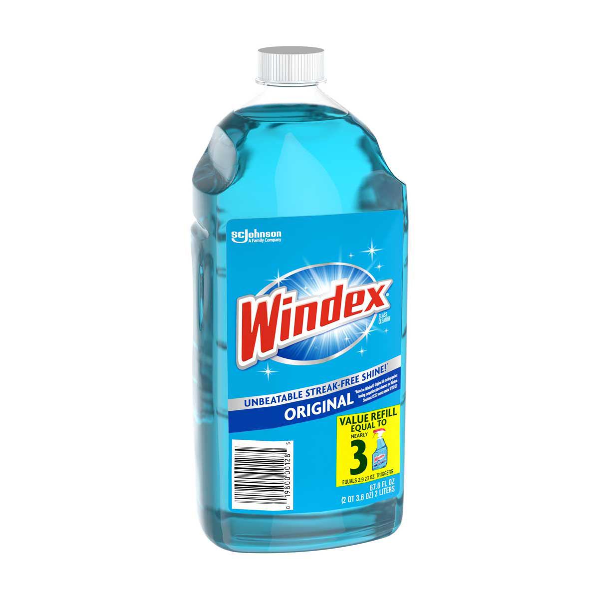 Windex Glass Cleaner Refill, Original Blue, 2 Liters