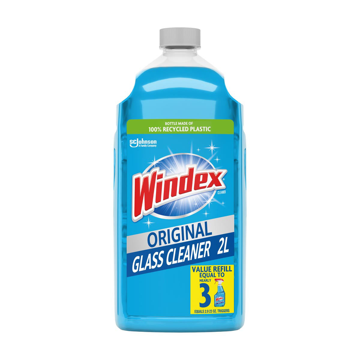 Windex Glass Cleaner Refill, Original Blue, 2 Liters