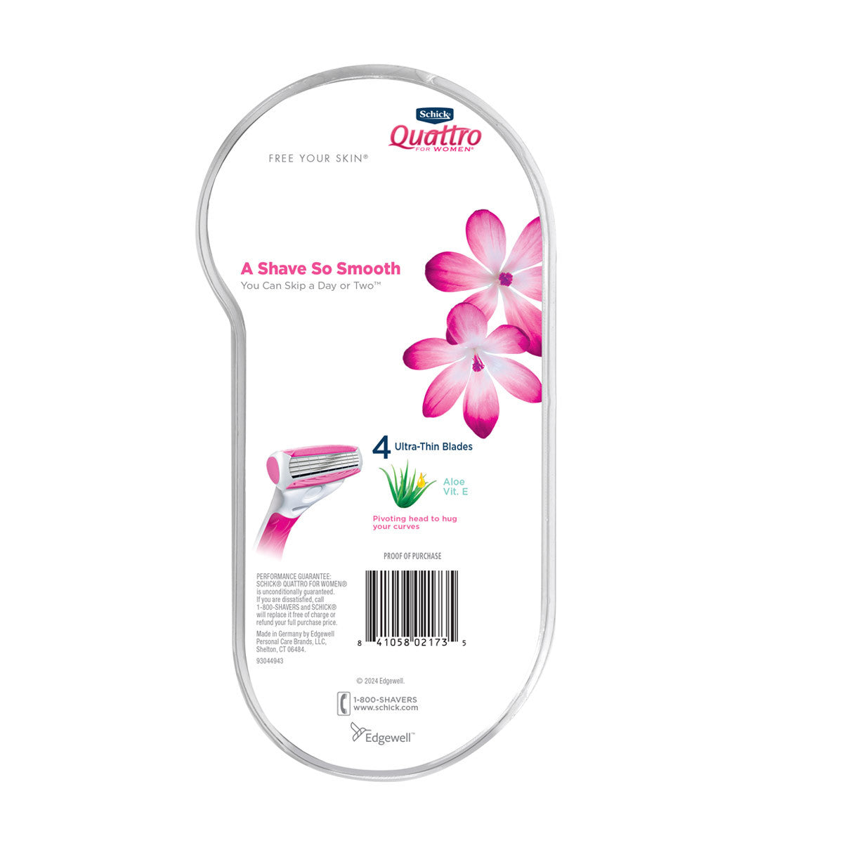 Schick Quattro for Women Razor, 1 Handle + 1 Refill