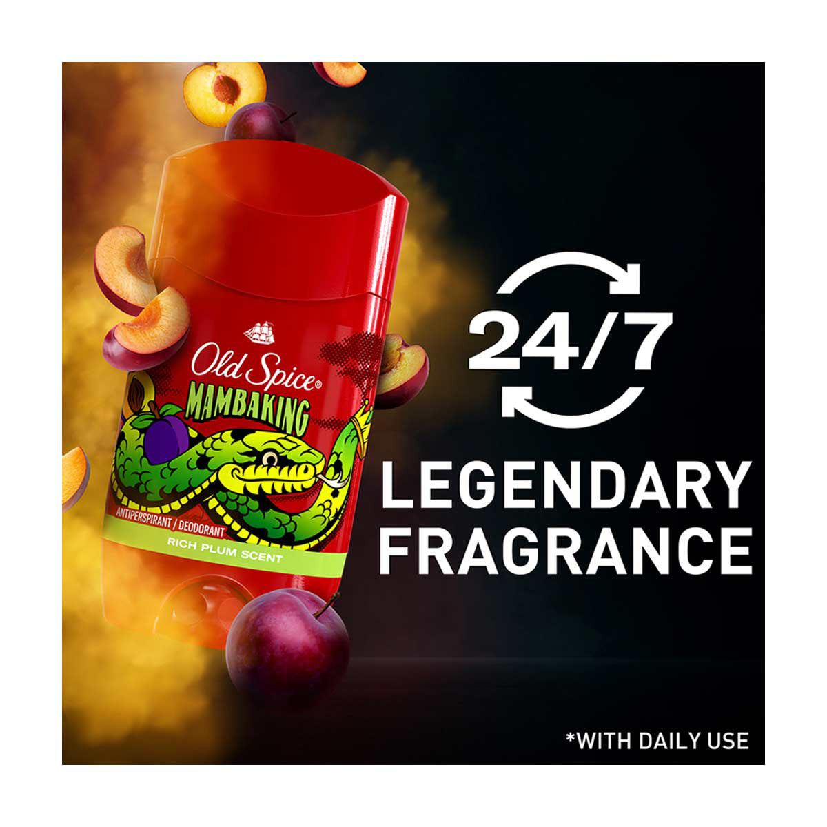 Old Spice Antiperspirant and Deodorant for Men, 24/7 Freshness, Mambaking: Rich Plum Scent, 2.6 oz