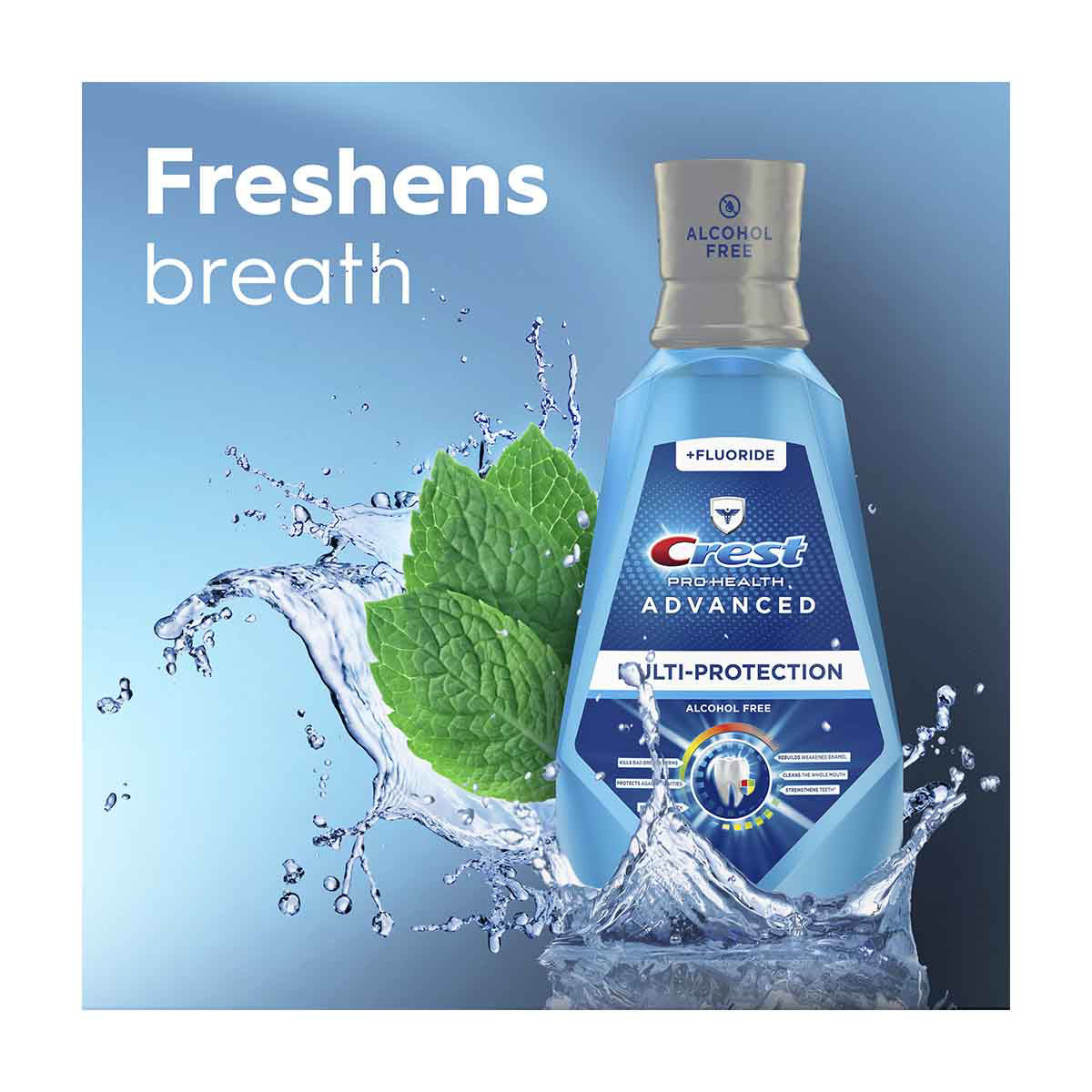 Crest Pro-Health Advanced Multi-Protection Mouthwash/Mouth Rinse, Alcohol Free, Anticavity Fluoride, Extra Deep Clean, Fresh Mint, Contains CPC (cetylpyridinium chloride) Inactive Ingredient - 1 L (33.8 fl oz)