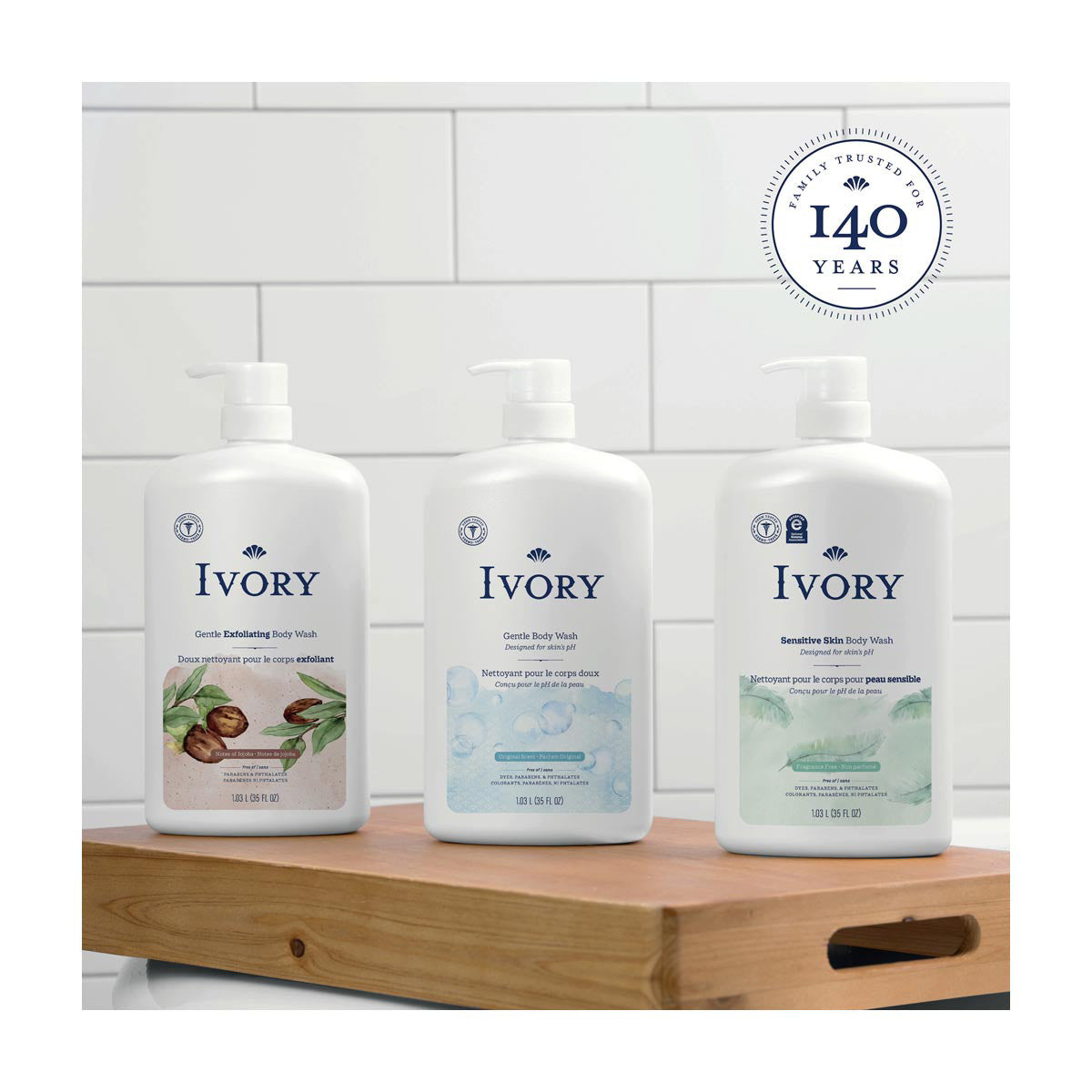 Ivory Gentle Exfoliating Body Wash, Notes of Jojoba Scent, 35oz