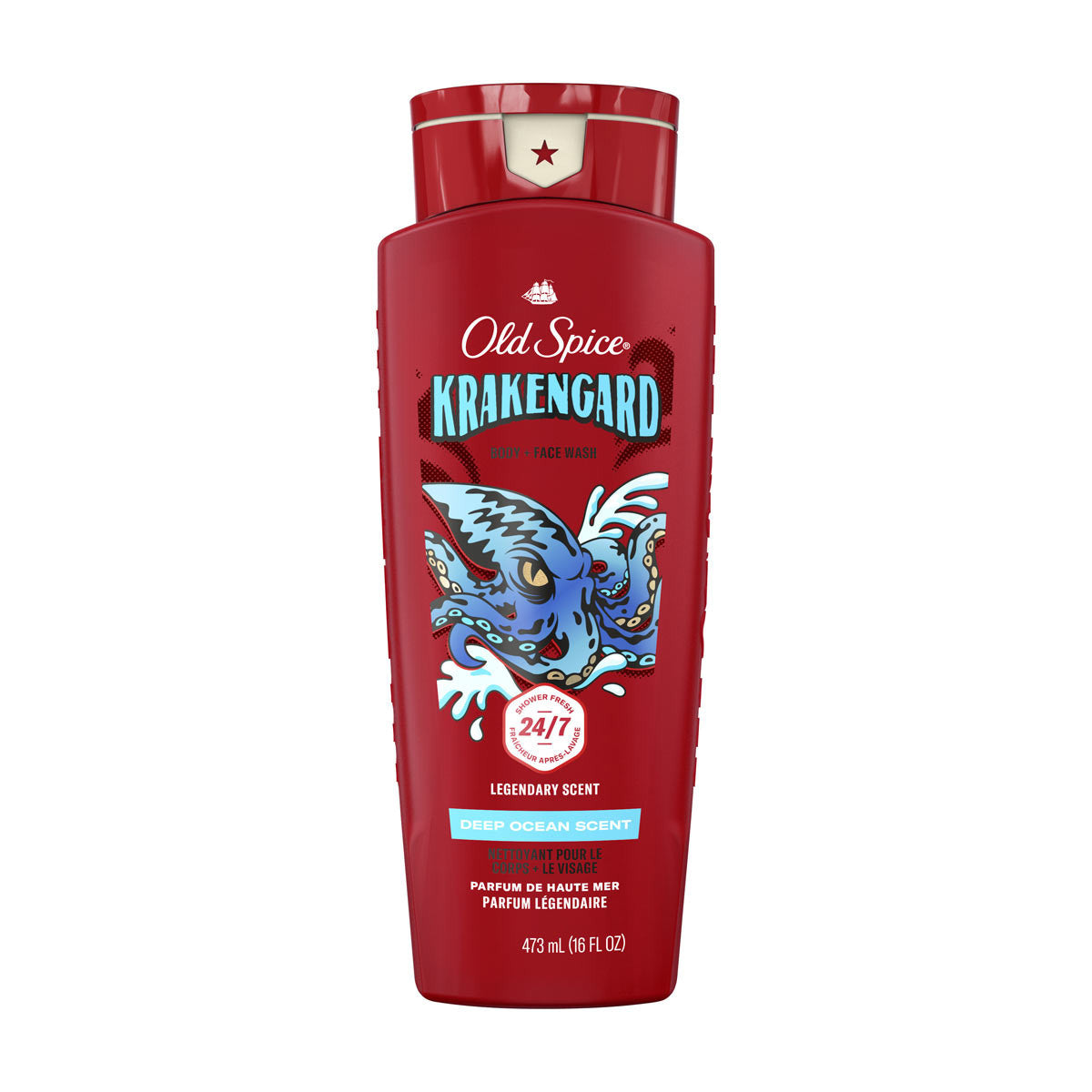 Old Spice Cleansing Body Wash for Men, 24/7 Shower Clean, Krakengard, Deep Ocean Scent, 16 oz