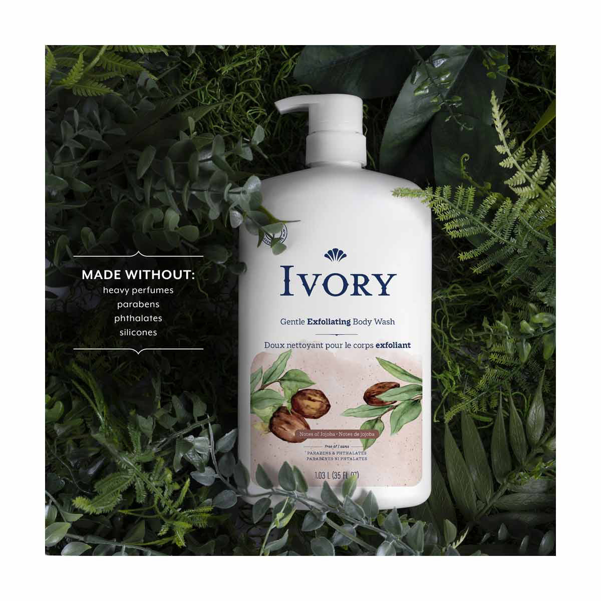 Ivory Gentle Exfoliating Body Wash, Notes of Jojoba Scent, 35oz