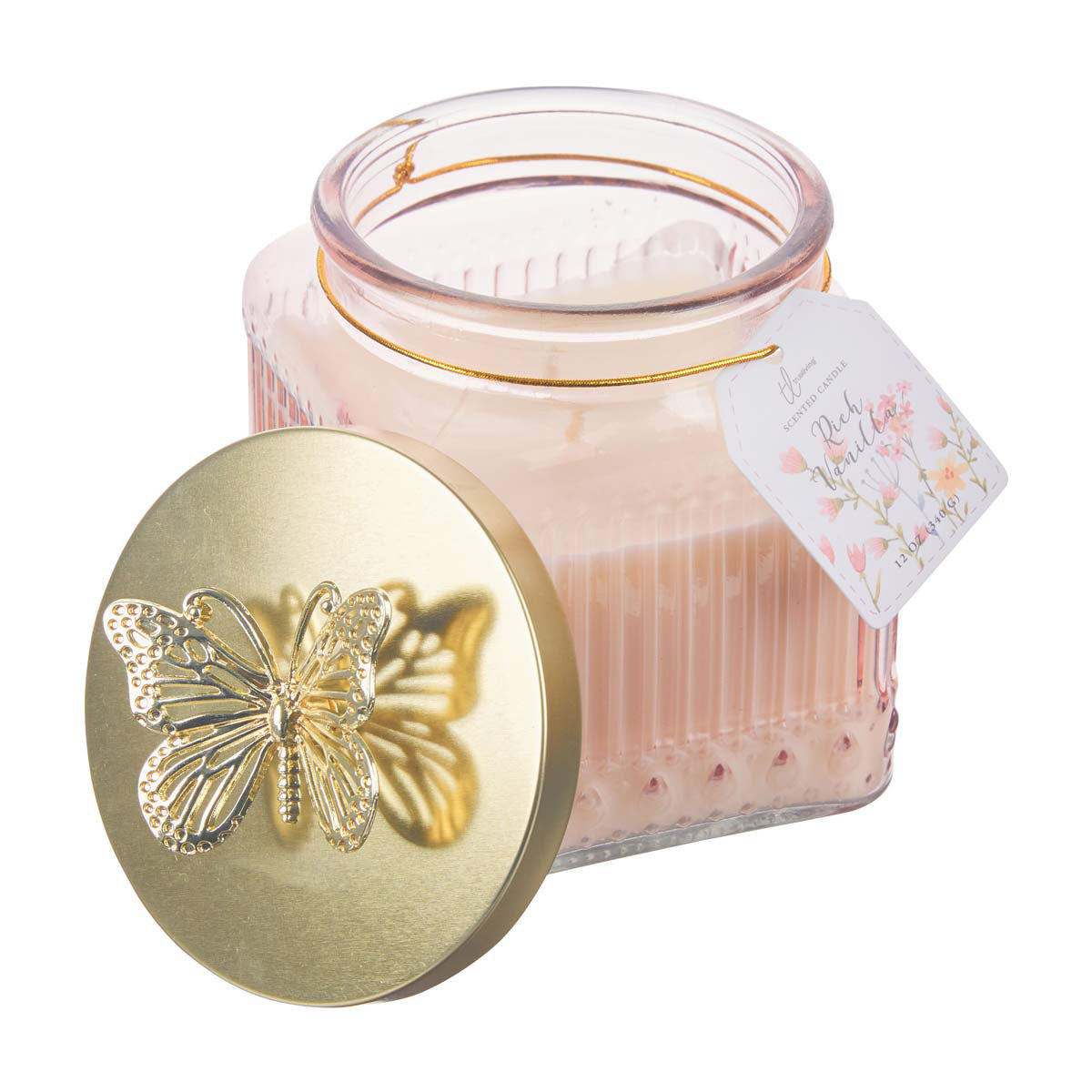 TrueLiving Scented Candle Jar with Golden Lid, 12 oz, Assorted