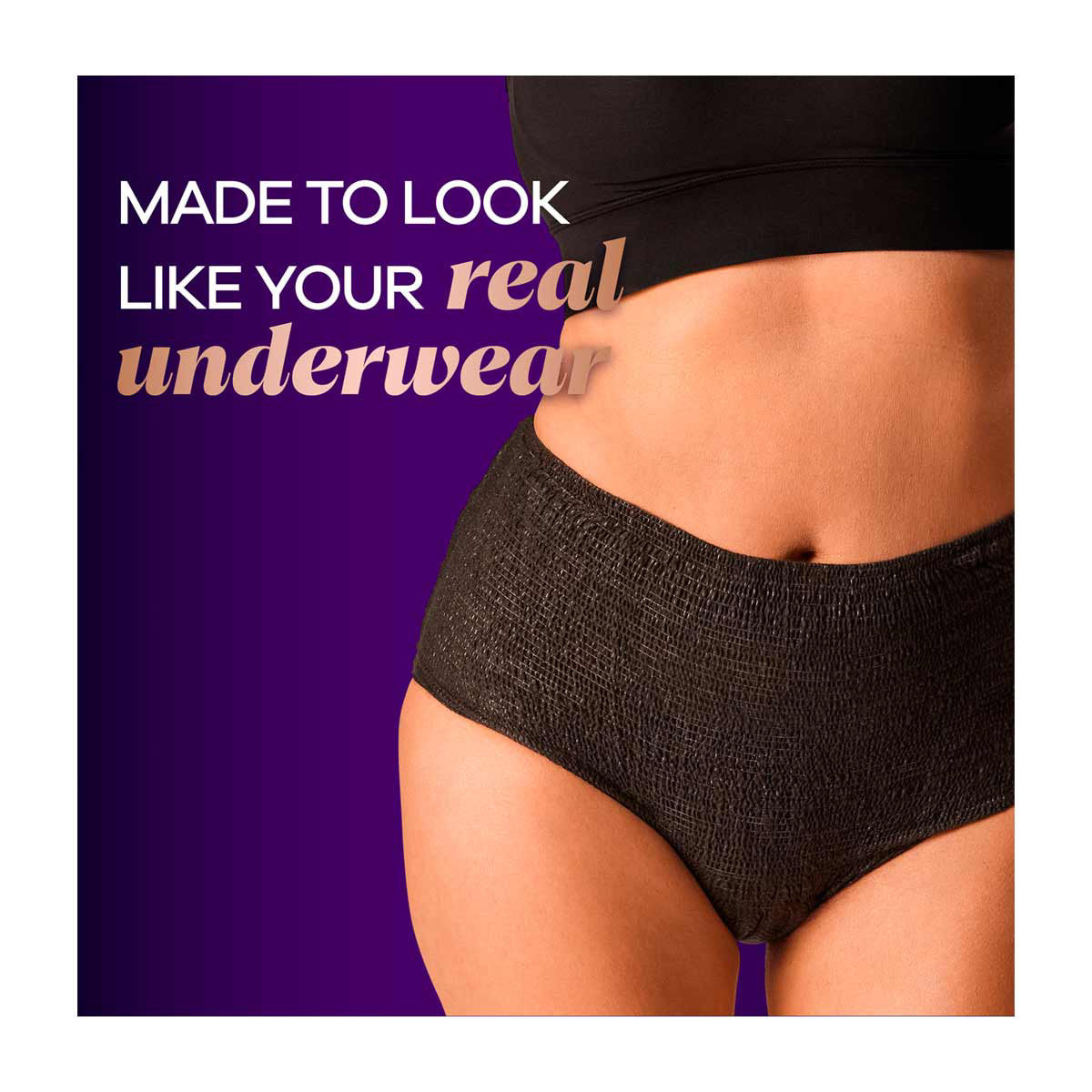 Always Discreet Boutique Incontinence and Postpartum Underwear for Women, Maximum Protection, L, Black, 10 Count