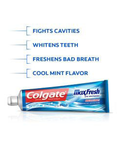 Colgate Max Fresh Toothpaste with Mini Breath Strips, Cool Mint - 6 oz