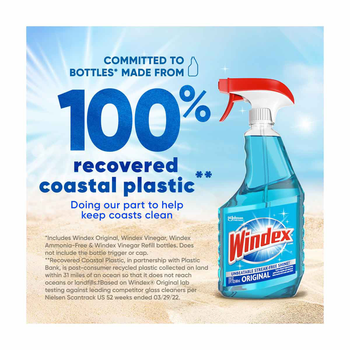 Windex Glass Cleaner Refill, Original Blue, 2 Liters