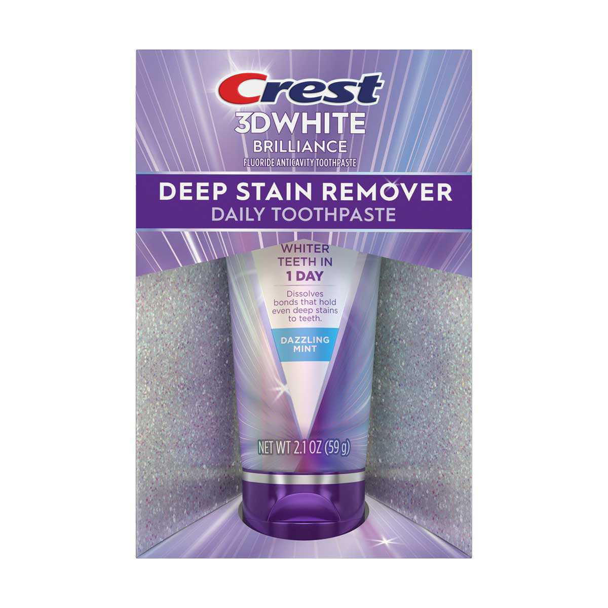 Crest 3DWhite Brilliance Deep Stain Remover Dazzling Mint Toothpaste, 2.1 oz