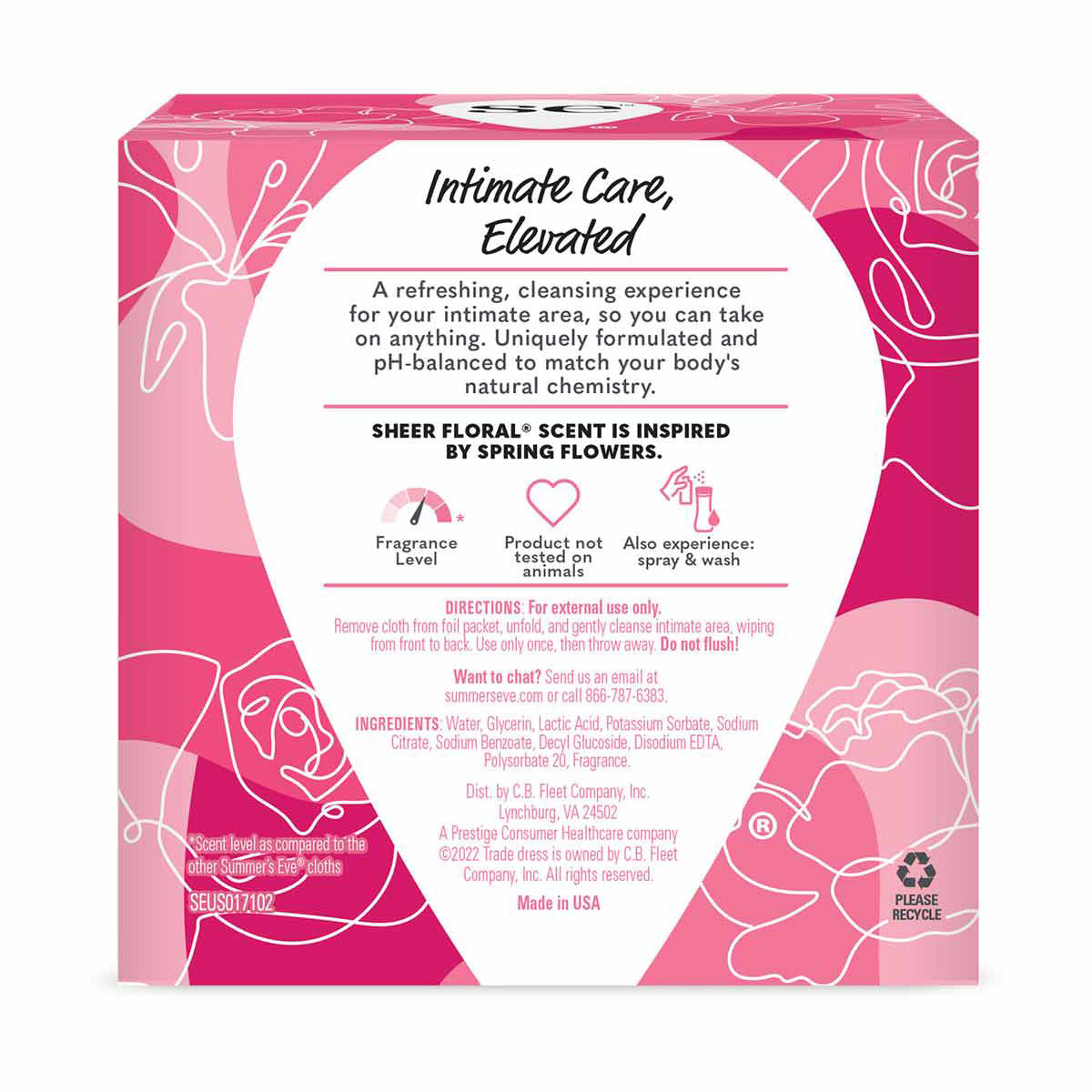 Summer's Eve Sheer Floral Daily Refreshing Cloths, pH-Balanced, 16 ct
