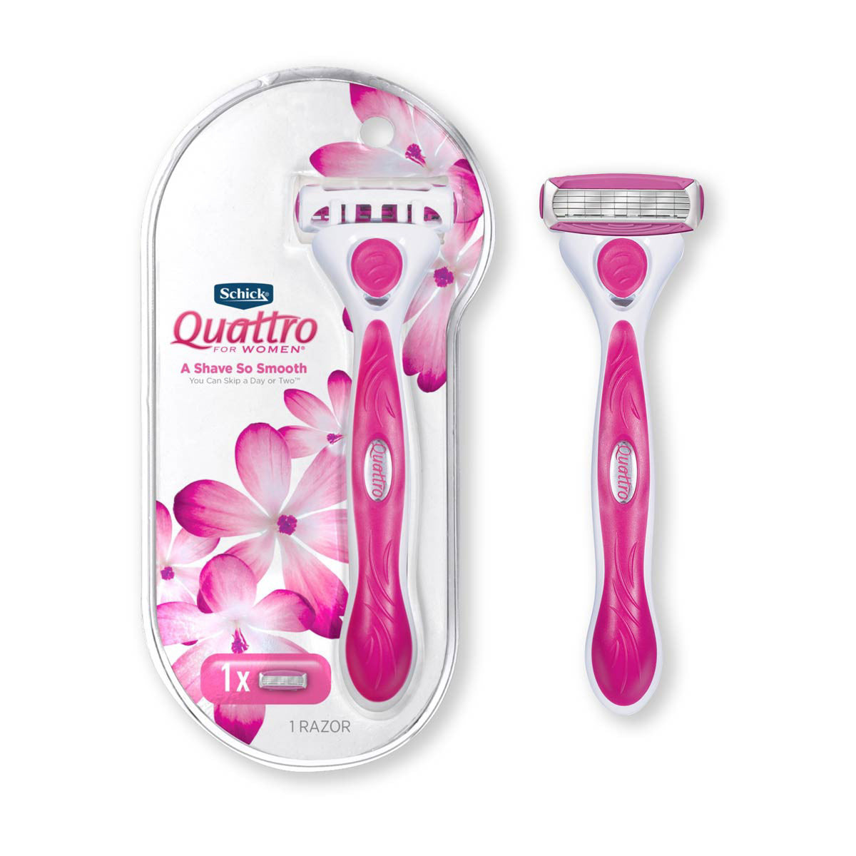 Schick Quattro for Women Razor, 1 Handle + 1 Refill