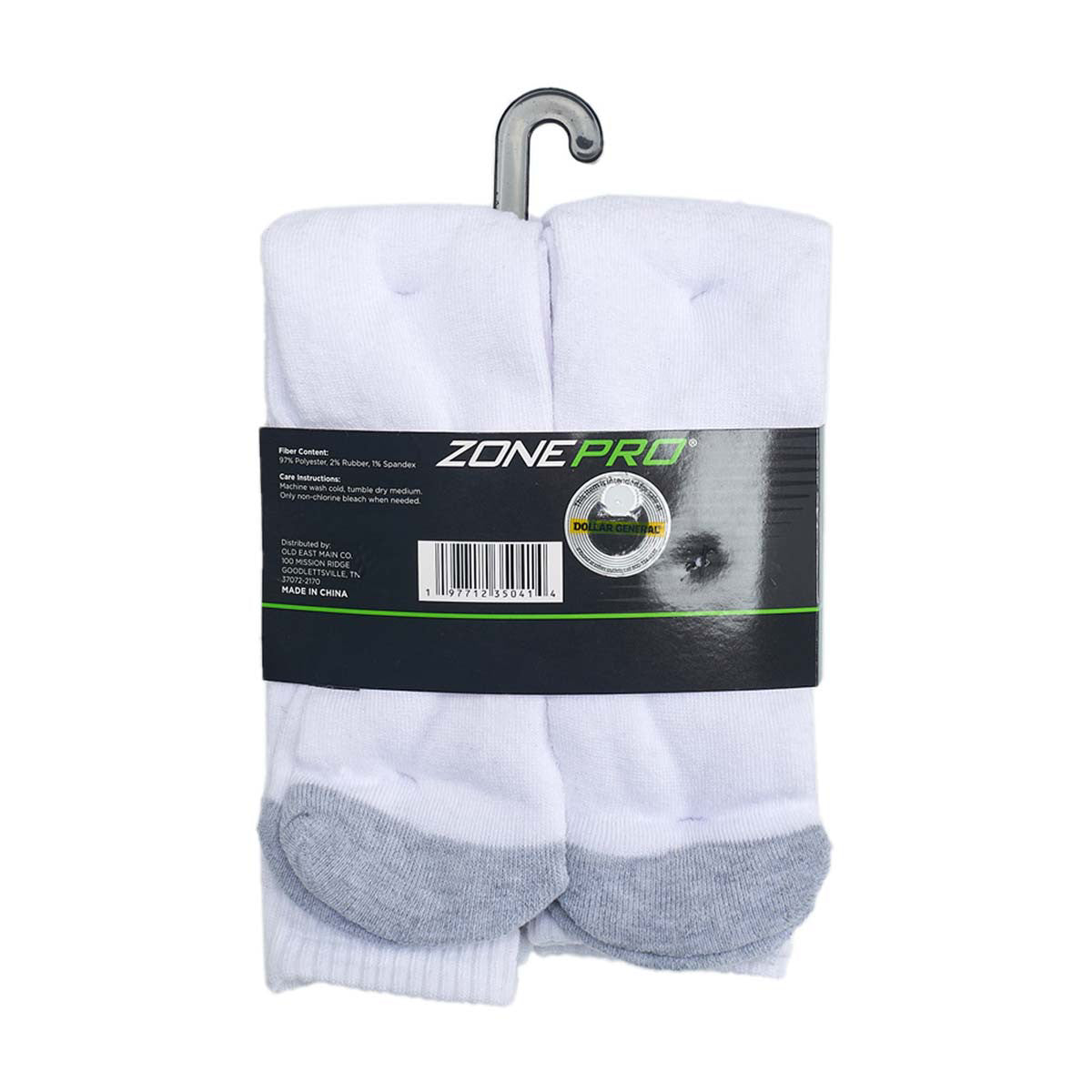 Zone Pro Men's Half Cushion Tube Socks, Shoe Size 6-12, White, 6 pk