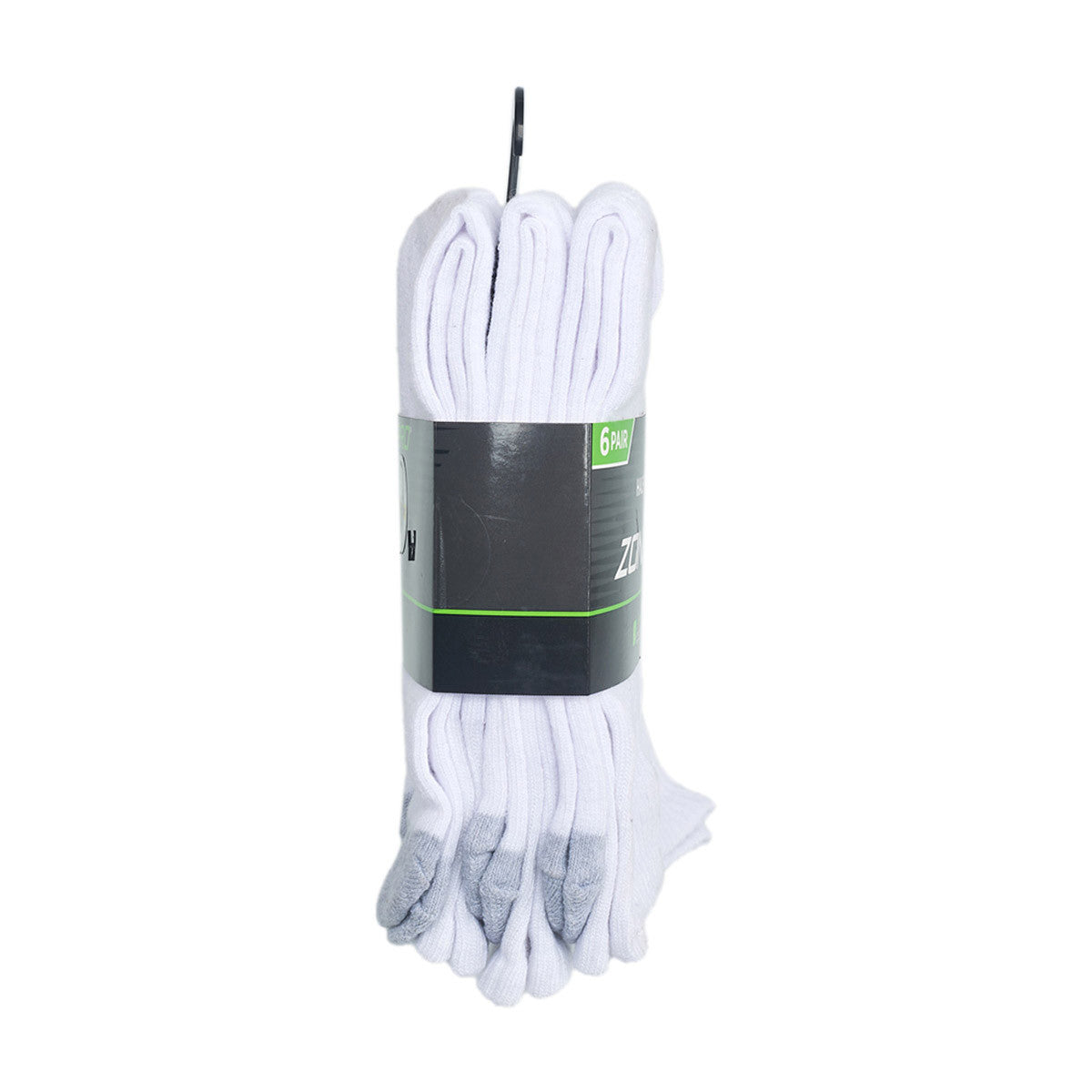 Zone Pro Men's Half Cushion Tube Socks, Shoe Size 6-12, White, 6 pk