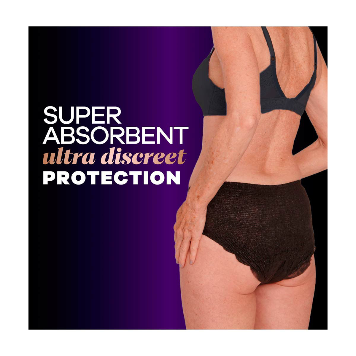 Always Discreet Boutique Incontinence and Postpartum Underwear for Women, Maximum Protection, L, Black, 10 Count
