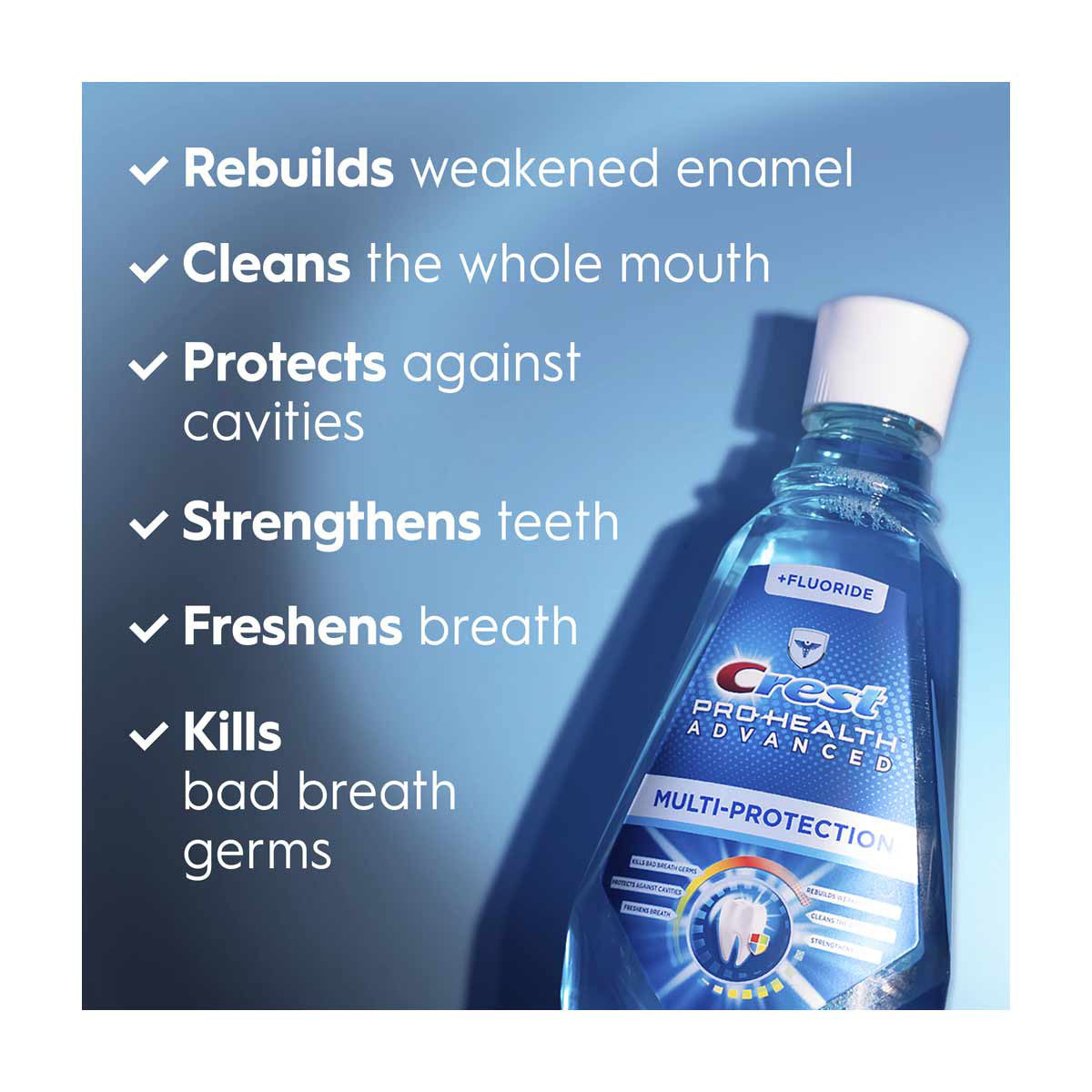 Crest Pro-Health Advanced Multi-Protection Mouthwash/Mouth Rinse, Alcohol Free, Anticavity Fluoride, Extra Deep Clean, Fresh Mint, Contains CPC (cetylpyridinium chloride) Inactive Ingredient - 1 L (33.8 fl oz)