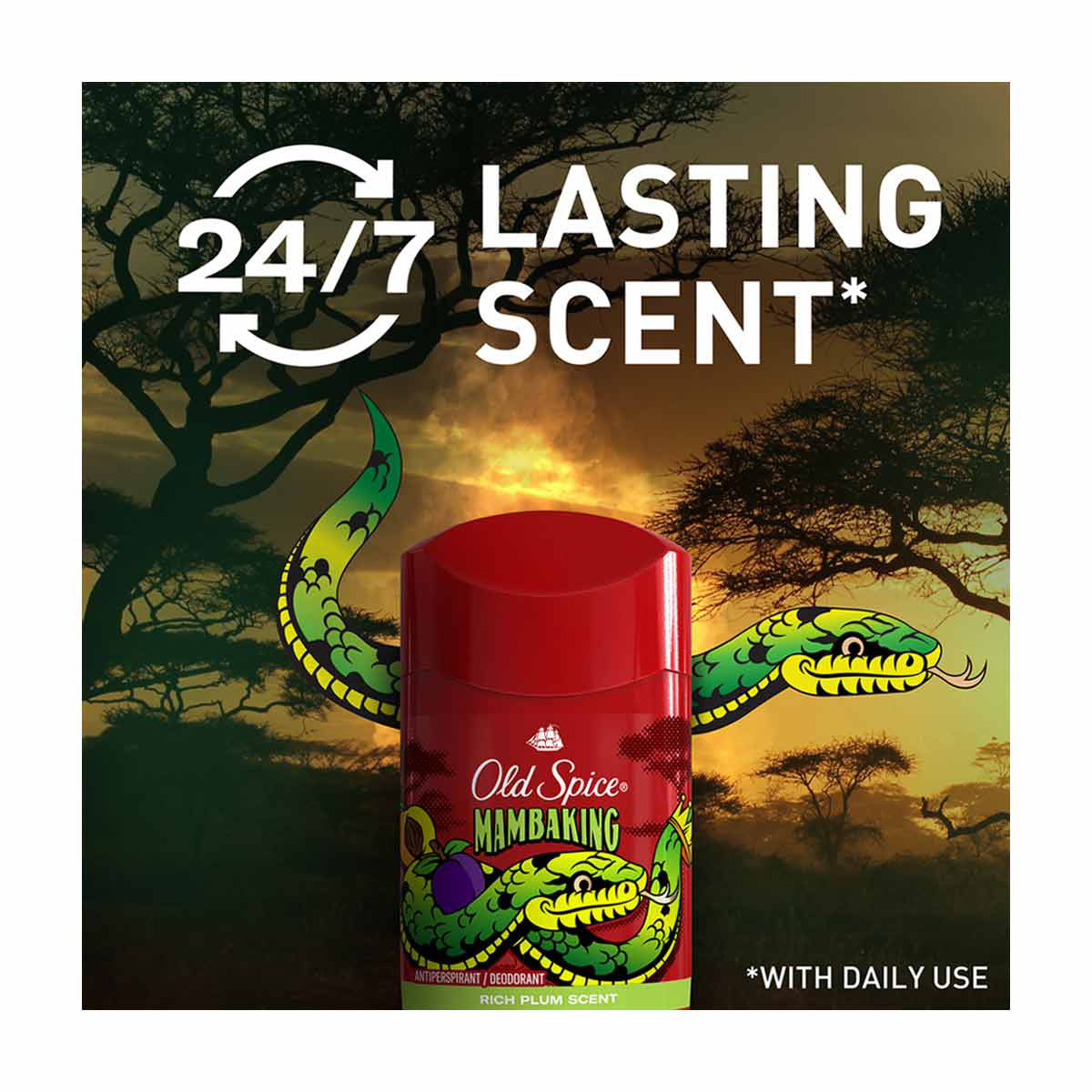 Old Spice Antiperspirant and Deodorant for Men, 24/7 Freshness, Mambaking: Rich Plum Scent, 2.6 oz
