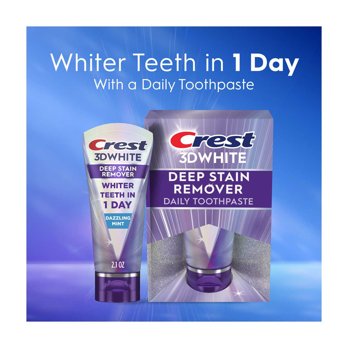 Crest 3DWhite Brilliance Deep Stain Remover Dazzling Mint Toothpaste, 2.1 oz
