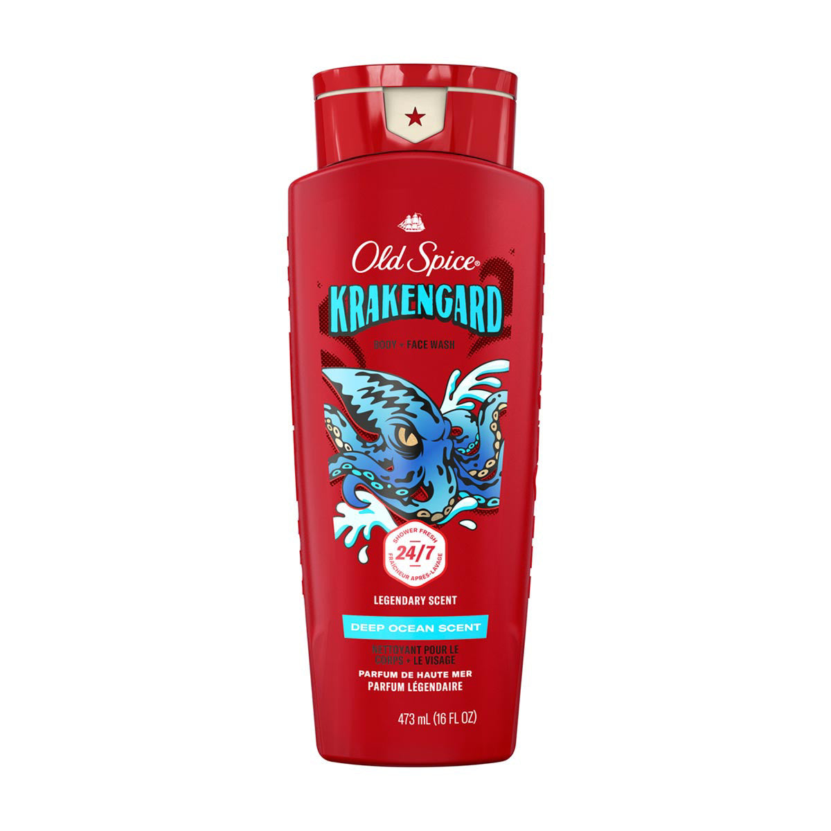 Old Spice Cleansing Body Wash for Men, 24/7 Shower Clean, Krakengard, Deep Ocean Scent, 16 oz