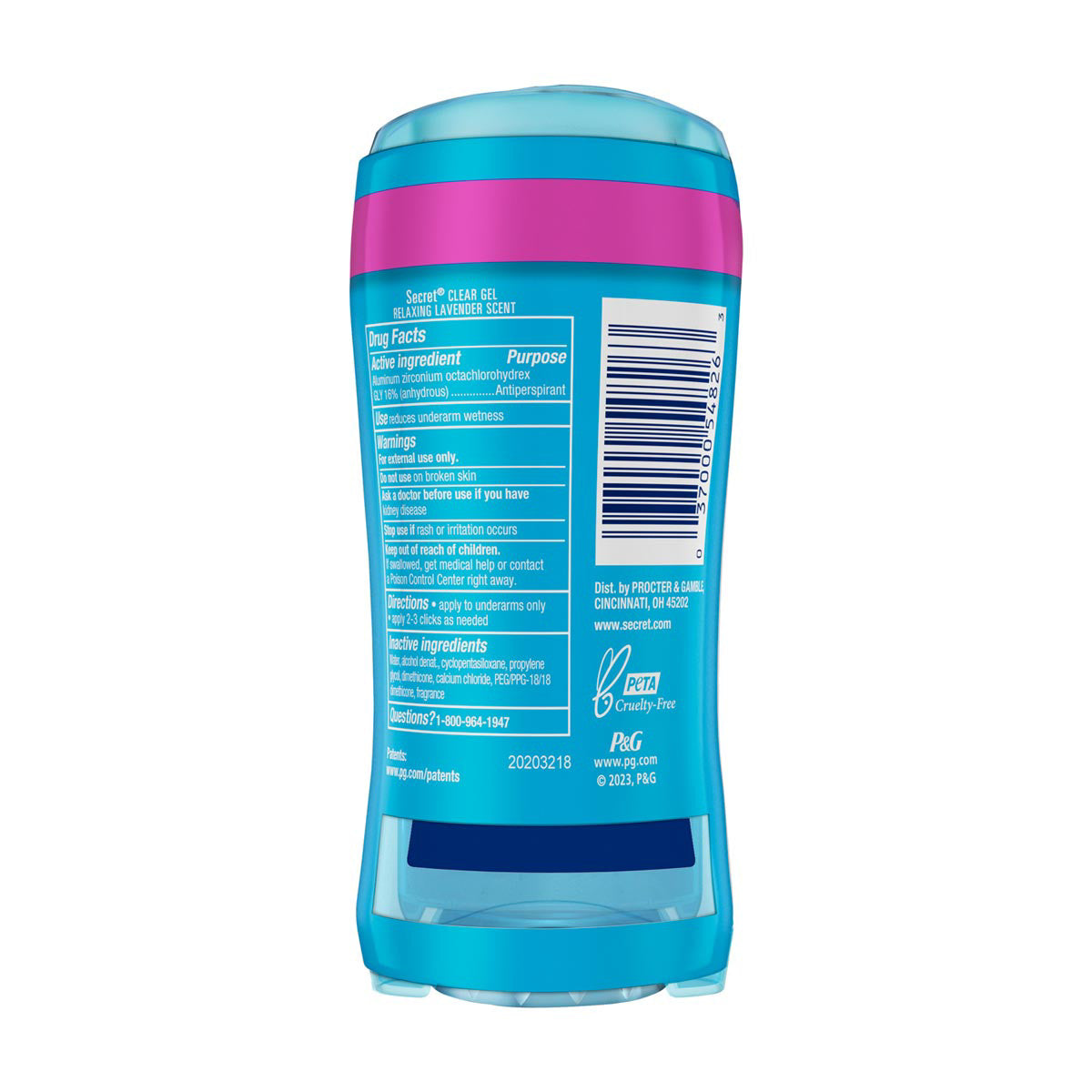 Secret Fresh Clear Gel Deodorant for Women, Lavender, 2.6 oz each, Pack of 2