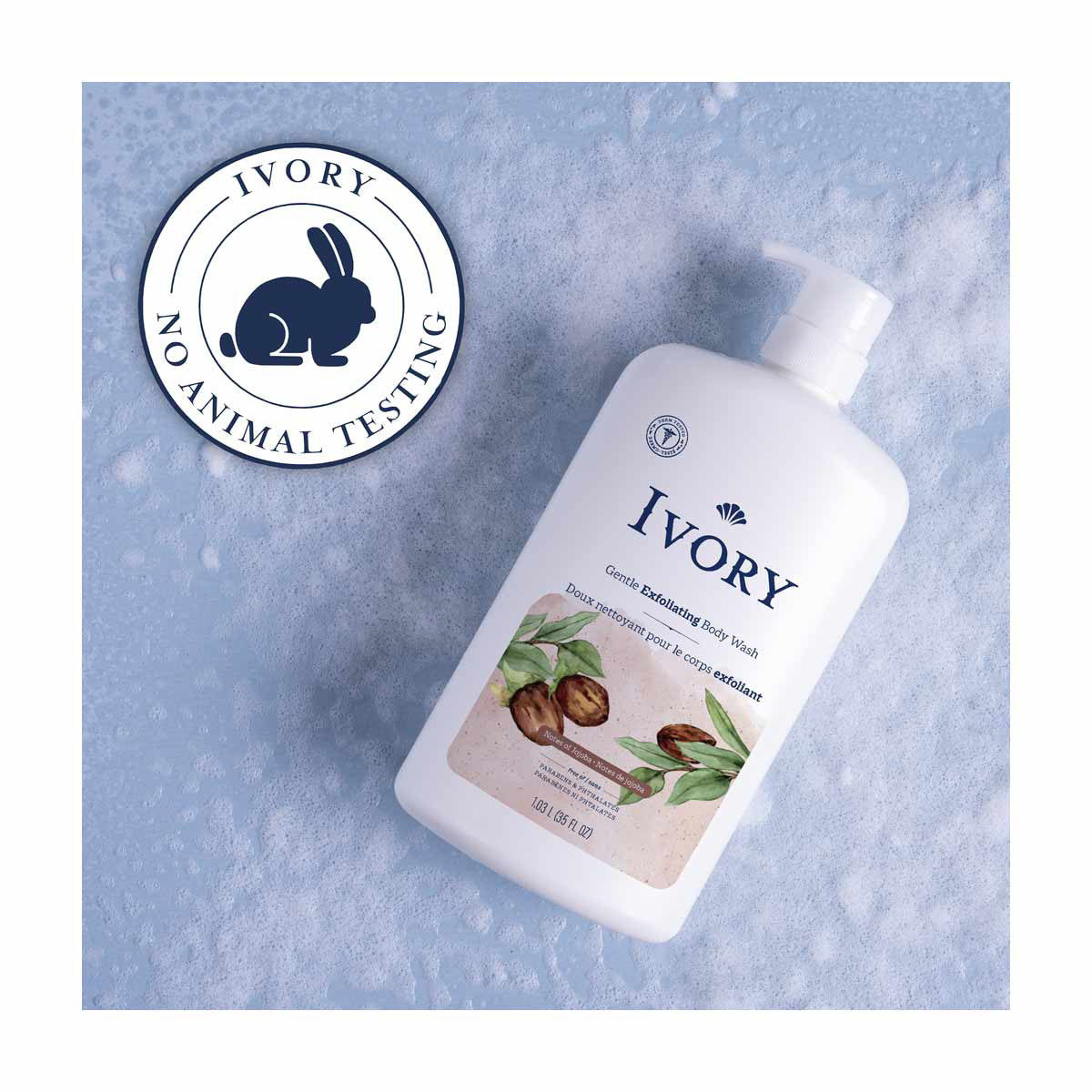 Ivory Gentle Exfoliating Body Wash, Notes of Jojoba Scent, 35oz