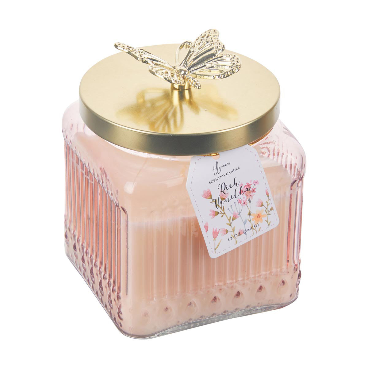 TrueLiving Scented Candle Jar with Golden Lid, 12 oz, Assorted