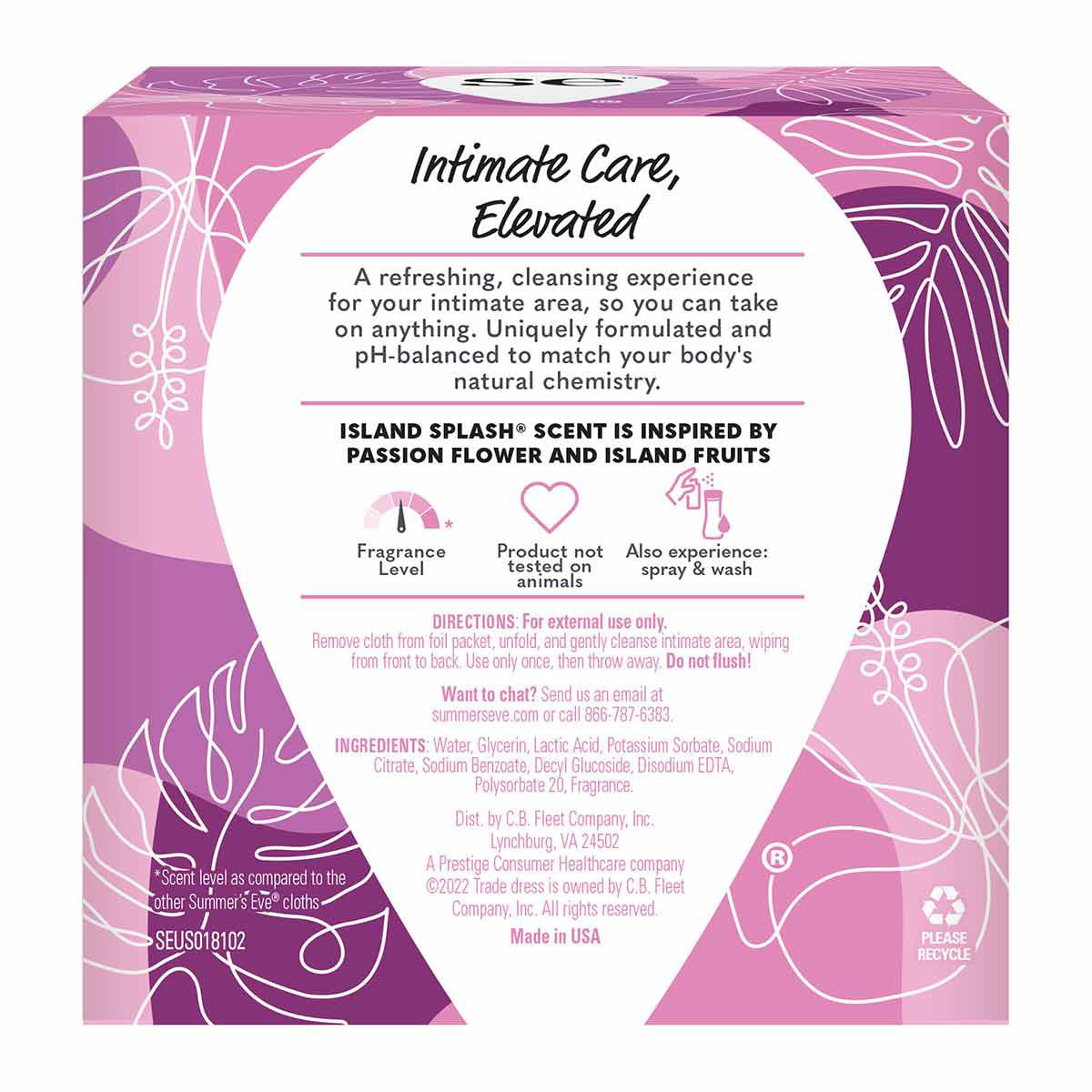 Summer's Eve Island Splash Daily Refreshing Cloths, pH-Balanced, 16 ct