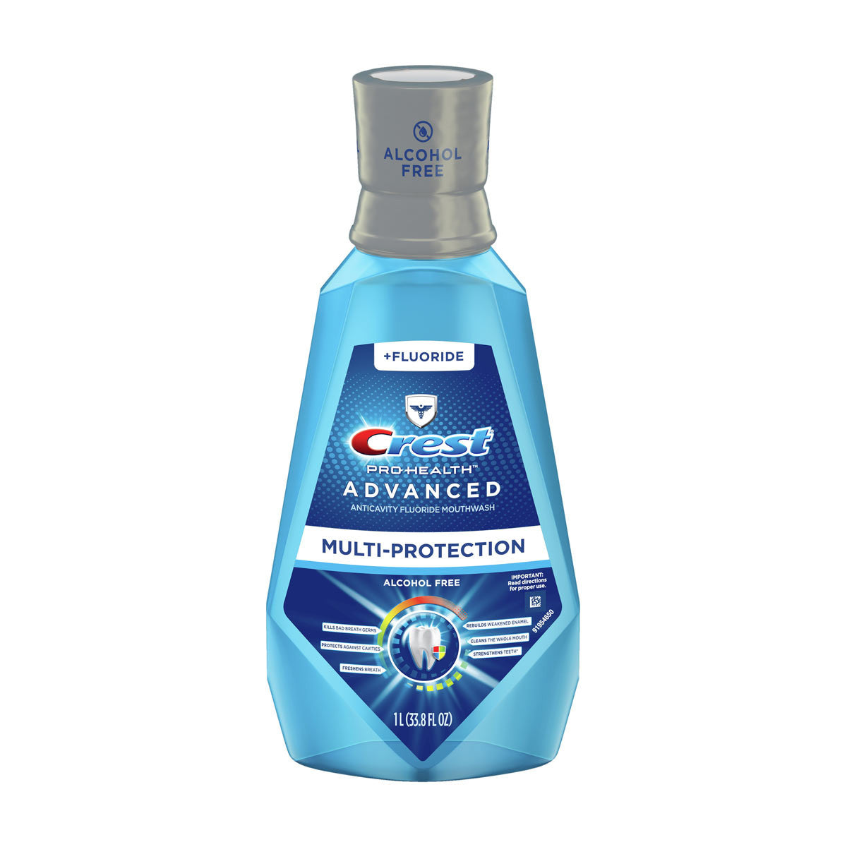 Crest Pro-Health Advanced Multi-Protection Mouthwash/Mouth Rinse, Alcohol Free, Anticavity Fluoride, Extra Deep Clean, Fresh Mint, Contains CPC (cetylpyridinium chloride) Inactive Ingredient - 1 L (33.8 fl oz)