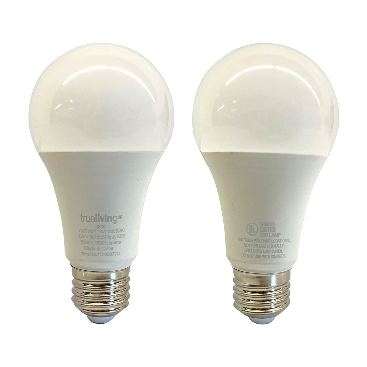 TrueLiving LED Soft White Light Bulbs - 100W/14W, 2 ct