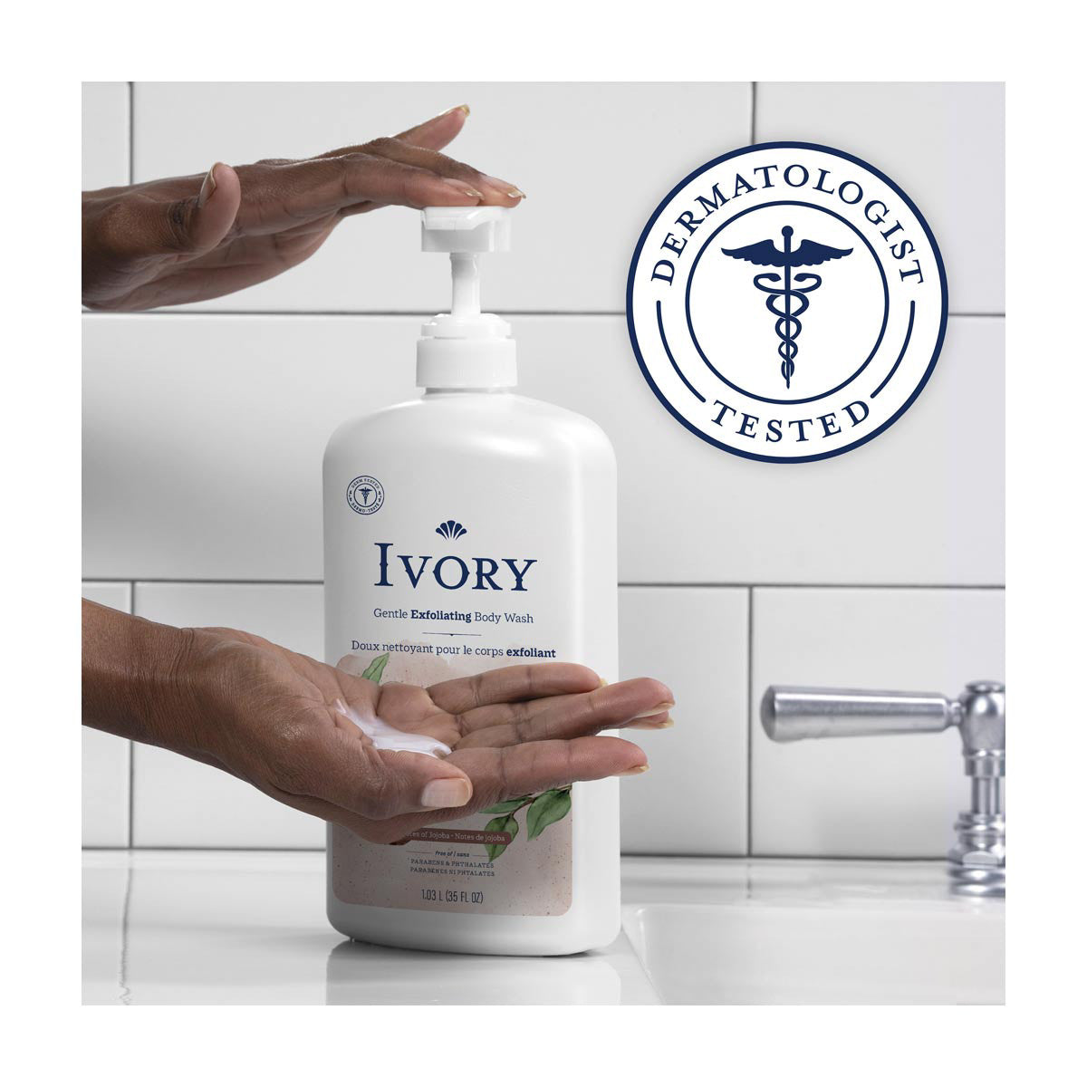 Ivory Gentle Exfoliating Body Wash, Notes of Jojoba Scent, 35oz