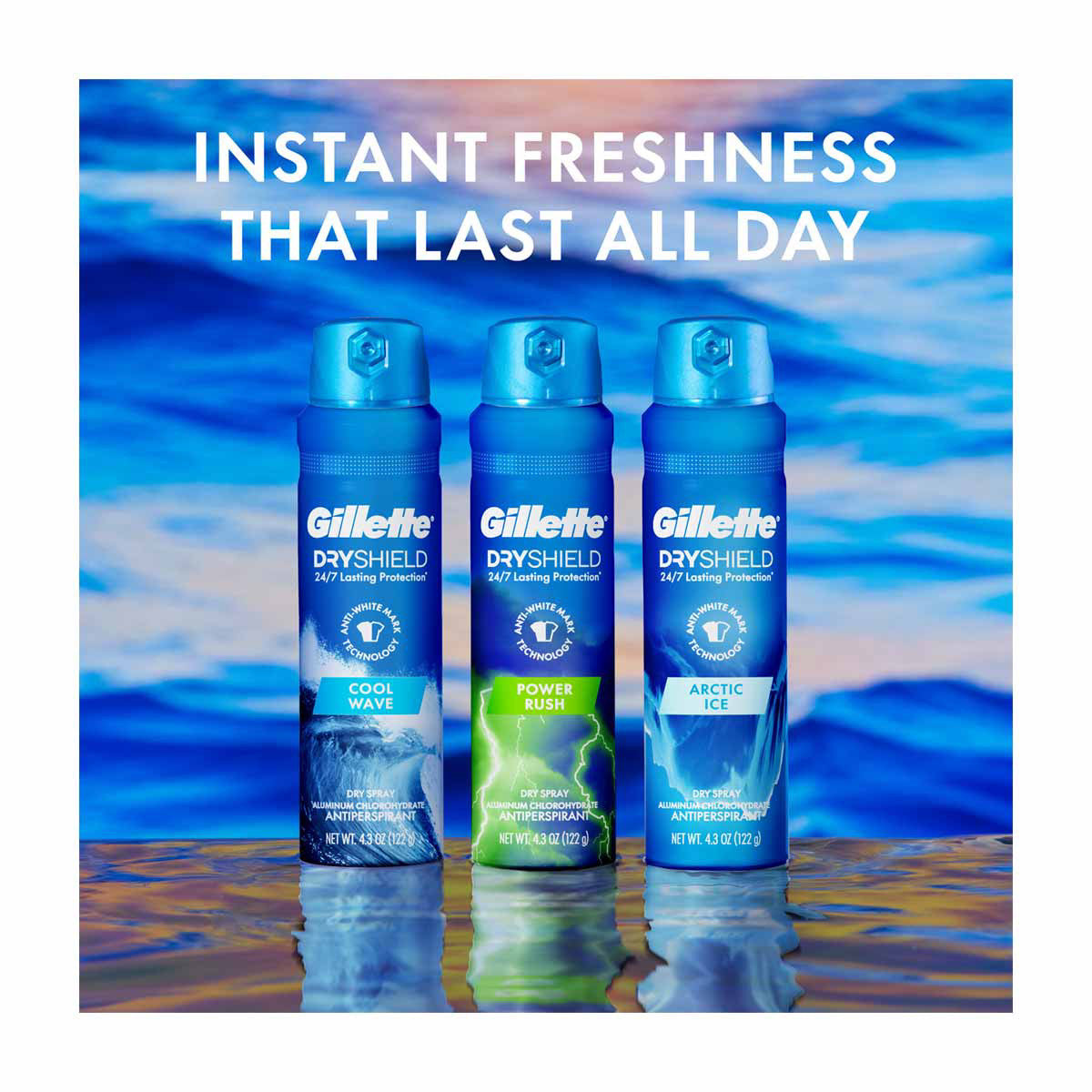 Gillette Dry Spray Antiperspirant and Deodorant for Men Arctic Ice 4.3oz