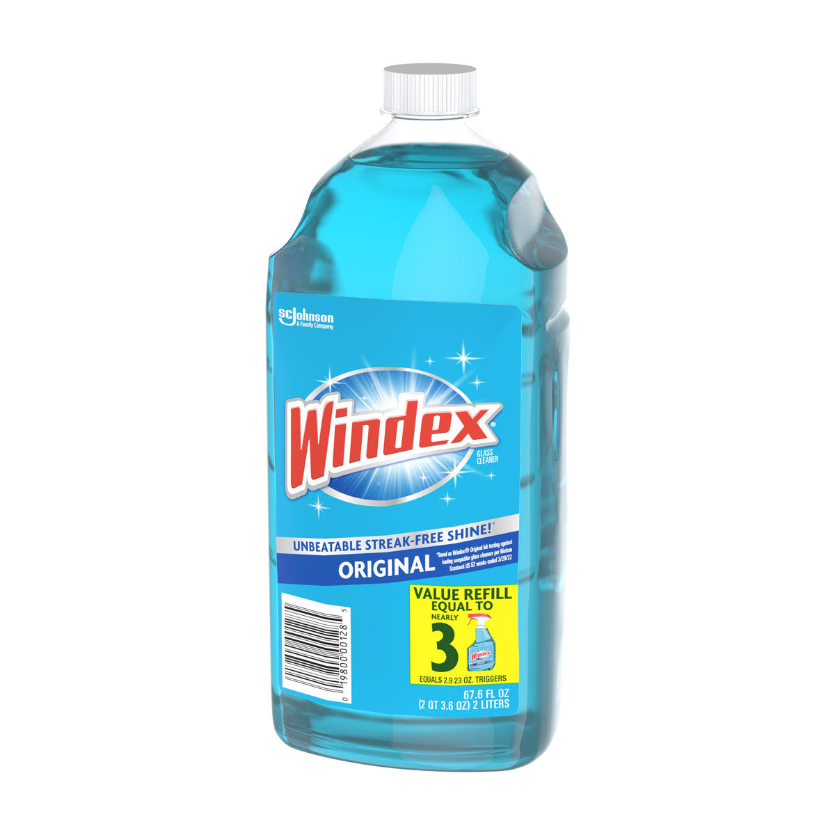 Windex Glass Cleaner Refill, Original Blue, 2 Liters