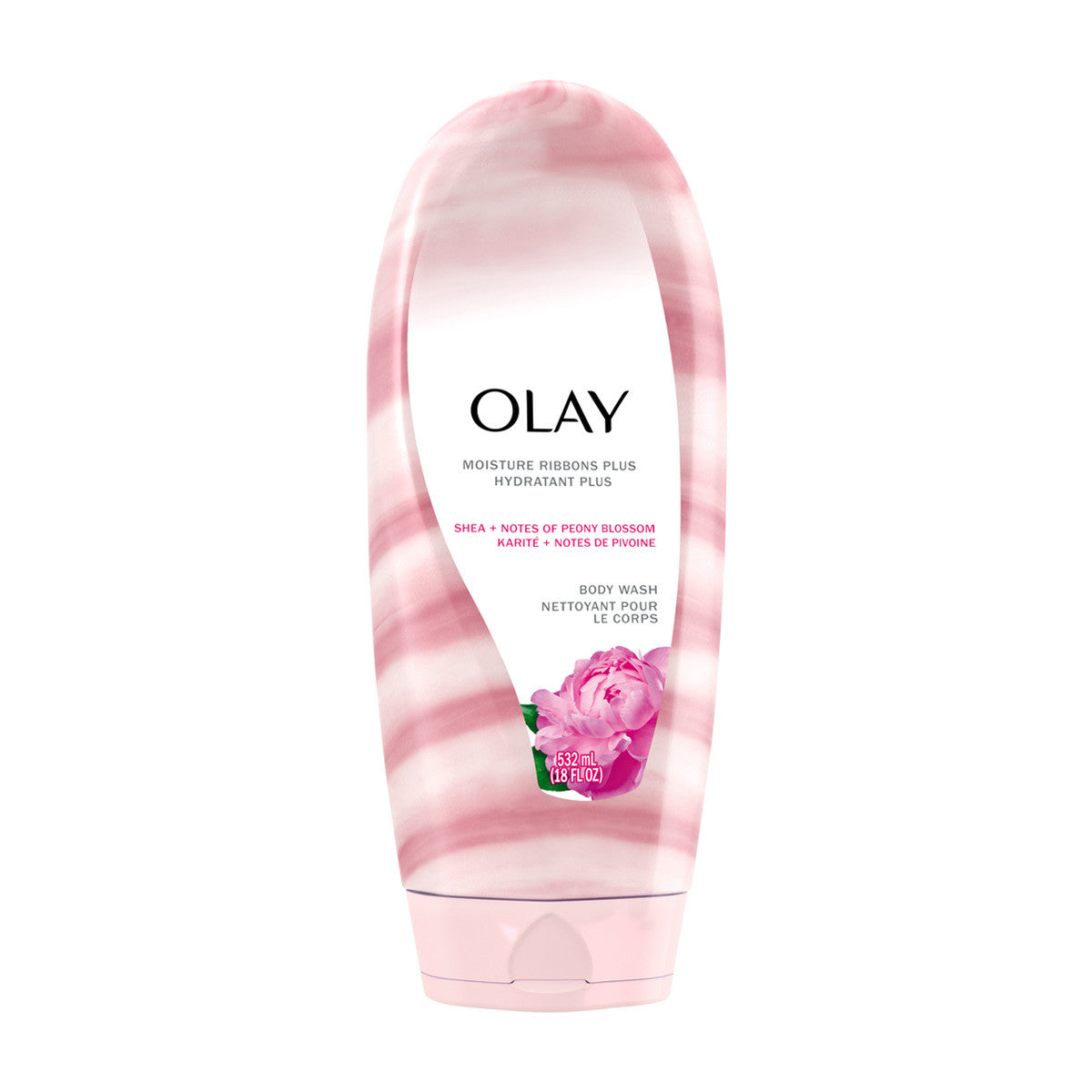 Olay Moisture Ribbons Plus Body Wash, Shea & Peony Blossom, 18 fl oz