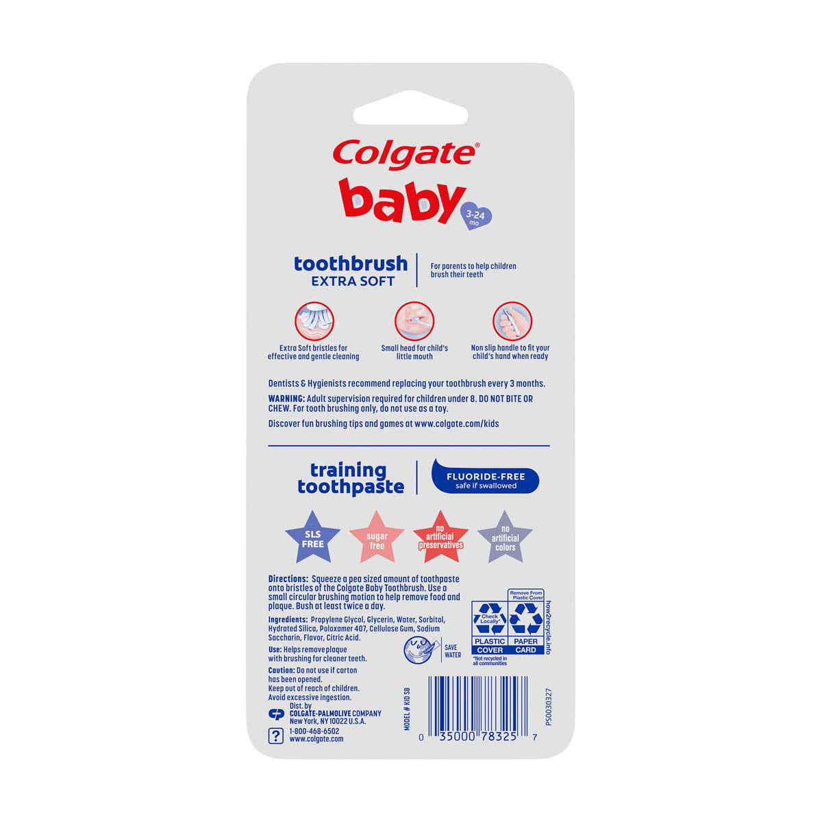 Colgate Baby Training Toothpaste & Toothbrush Set, Mild Fruit, 3-24 Months, 1.75 oz