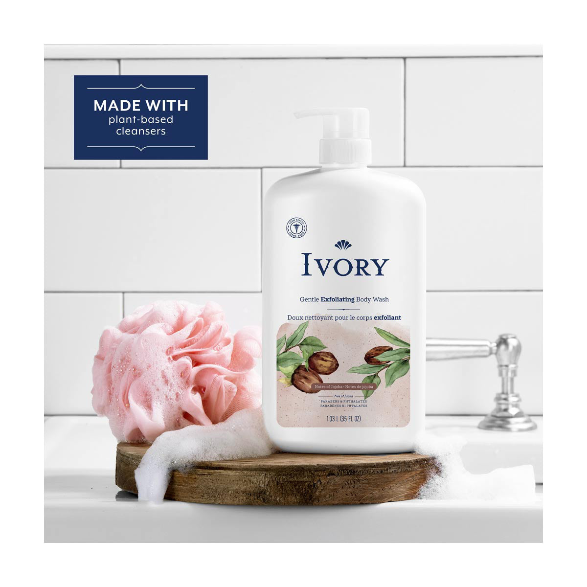 Ivory Gentle Exfoliating Body Wash, Notes of Jojoba Scent, 35oz