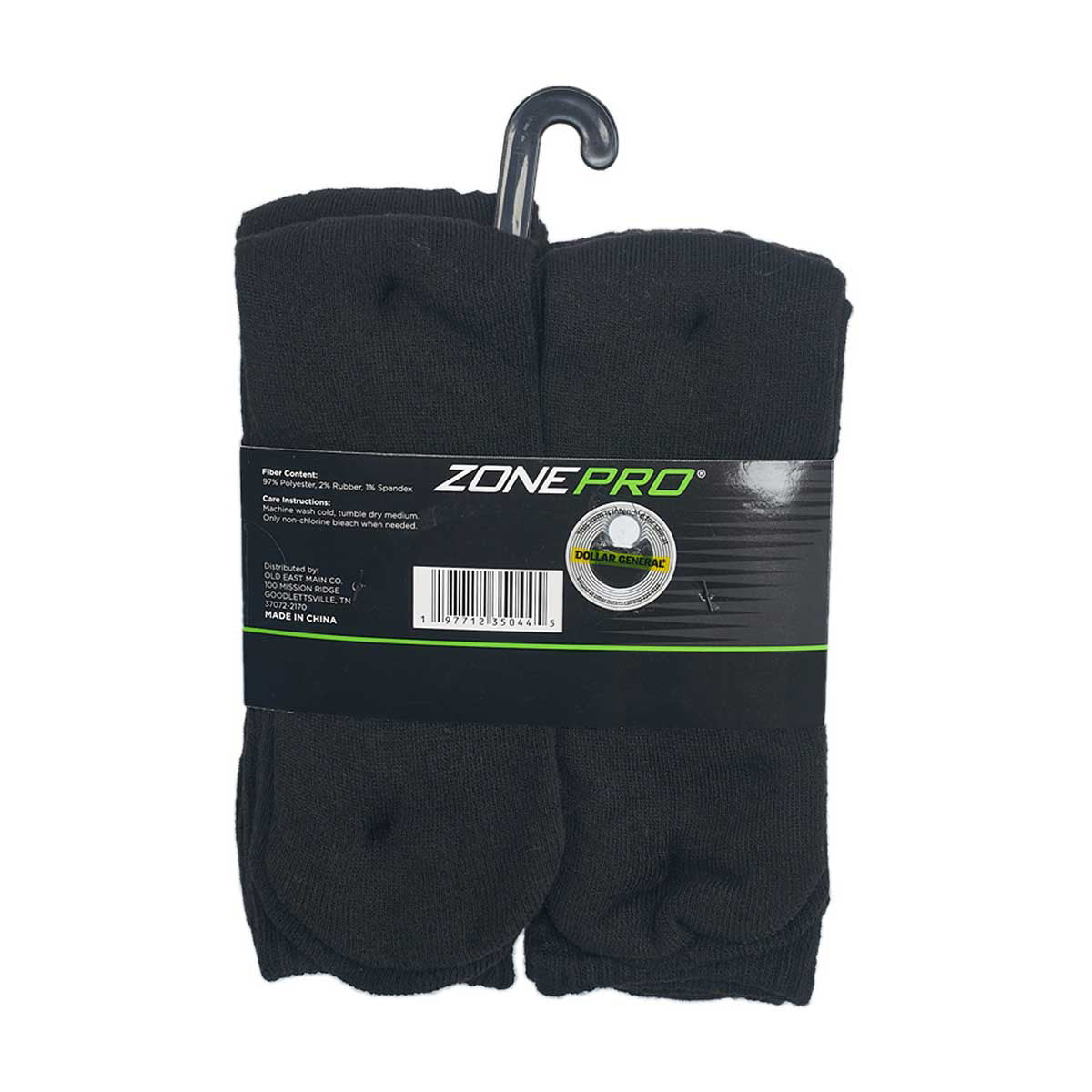 Zone Pro Men's Half Cushion Tube Socks, Black, Shoe Size 6 - 12, 6 pk