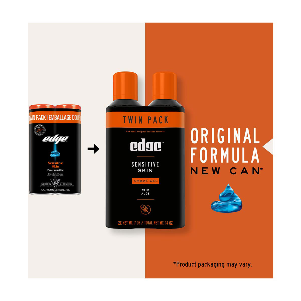 Edge Sensitive Skin Shave Gel with Aloe Twin Pack, 7 oz, 2 ct