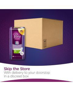 Poise Daily Liners, Incontinence Panty Liners, 2 Drop Very Absorbency, Regular Length, 48 Count of Pantiliners