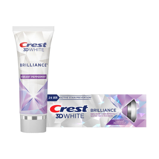 Crest 3D White Brilliance Vibrant Peppermint Teeth Whitening Toothpaste, 4.6 oz