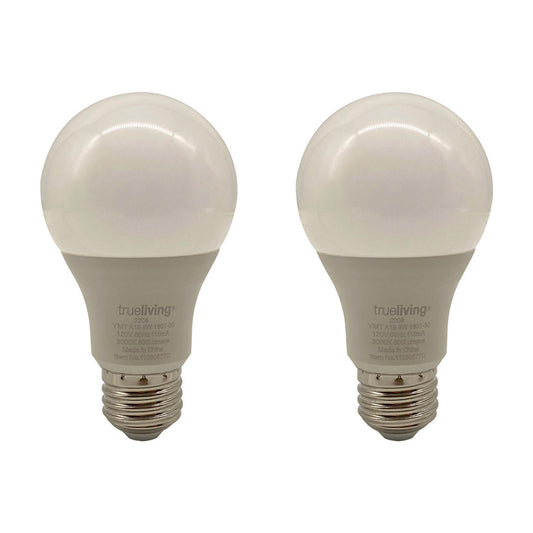 TrueLiving LED Day Light Bulbs - 60W/8W A19, 2 ct