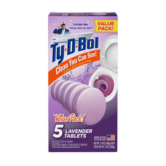 Ty-D-Bol Toilet Bowl Cleaner Tablets, Lavender, 5 ct
