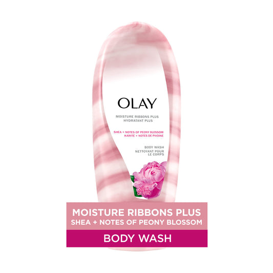 Olay Moisture Ribbons Plus Body Wash, Shea & Peony Blossom, 18 fl oz