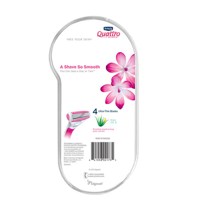 Schick Quattro for Women Razor, 1 Handle + 1 Refill