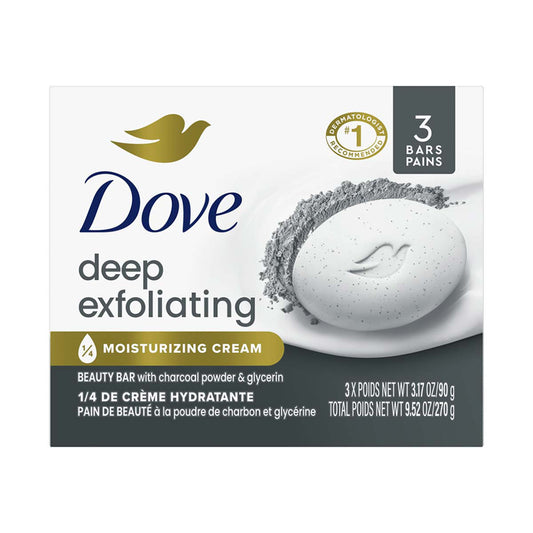 Dove Beauty Bar Soap, Deep Exfoliating, 3.17 oz, 3 ct