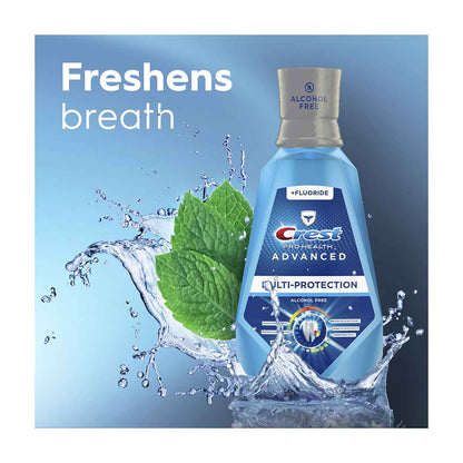 Crest Pro-Health Advanced Multi-Protection Mouthwash/Mouth Rinse, Alcohol Free, Anticavity Fluoride, Extra Deep Clean, Fresh Mint, Contains CPC (cetylpyridinium chloride) Inactive Ingredient - 1 L (33.8 fl oz)