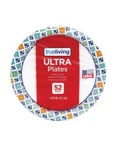 True Living Ultra Paper Plates, 8.5 in, 52 ct