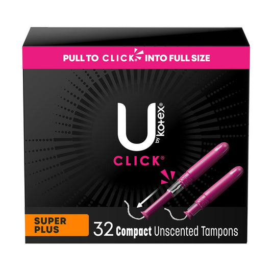 U by Kotex Click Compact Tampons, Super Plus, Unscented, 32 ct