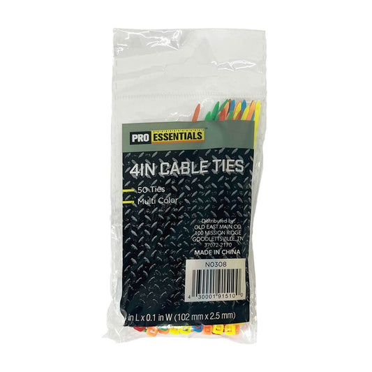 Pro Essentials 4 Inch Multi Color Cable Ties, 50 ct