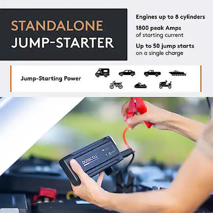 1800 Amp Bluetooth Lithium-Ion Jump Starter: With USB Charger, 1800 Peak Amps